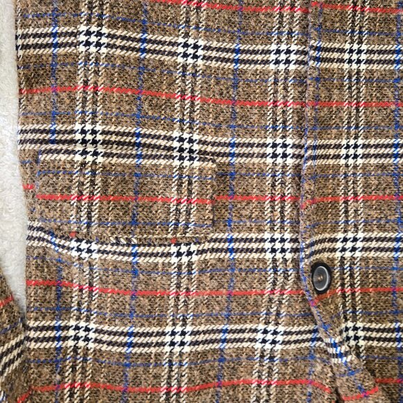 ZARA BROWN CHECKED SINGLE BREASTED WOOL & ALPACA COAT SIZE M - Picture 10 of 12